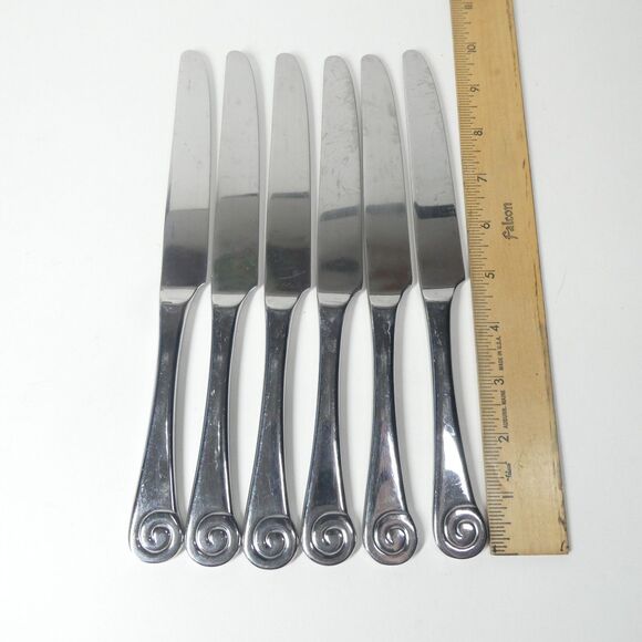 Robert Welch Ammonite 6 Knives Stainless Flatware Lot Helmick - Picture 5 of 7